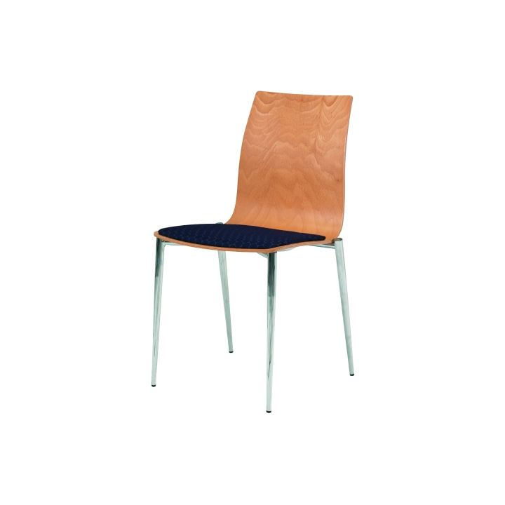 Calm Stacking Upright Armless Chair with Upholstered Seat